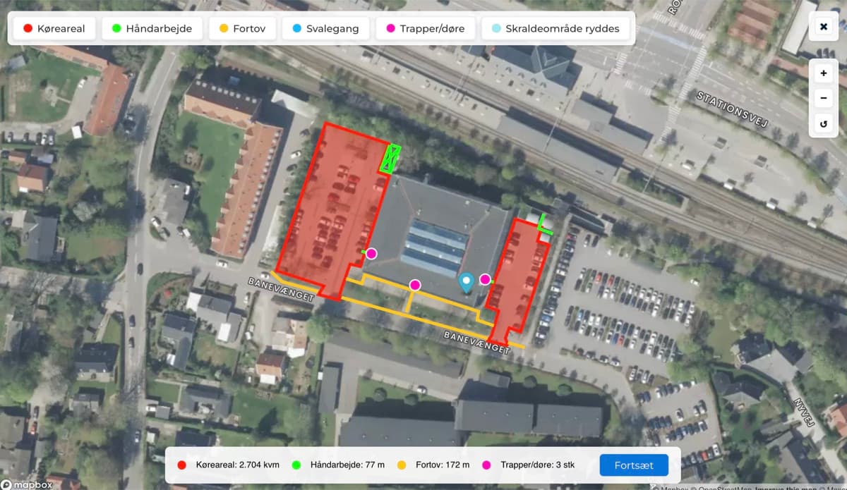 Drawing tool with service zones marked on a satellite map